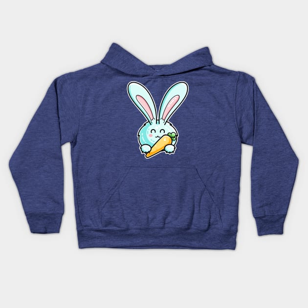 Kawaii Cute Rabbit Holding Carrot Kids Hoodie by freeves